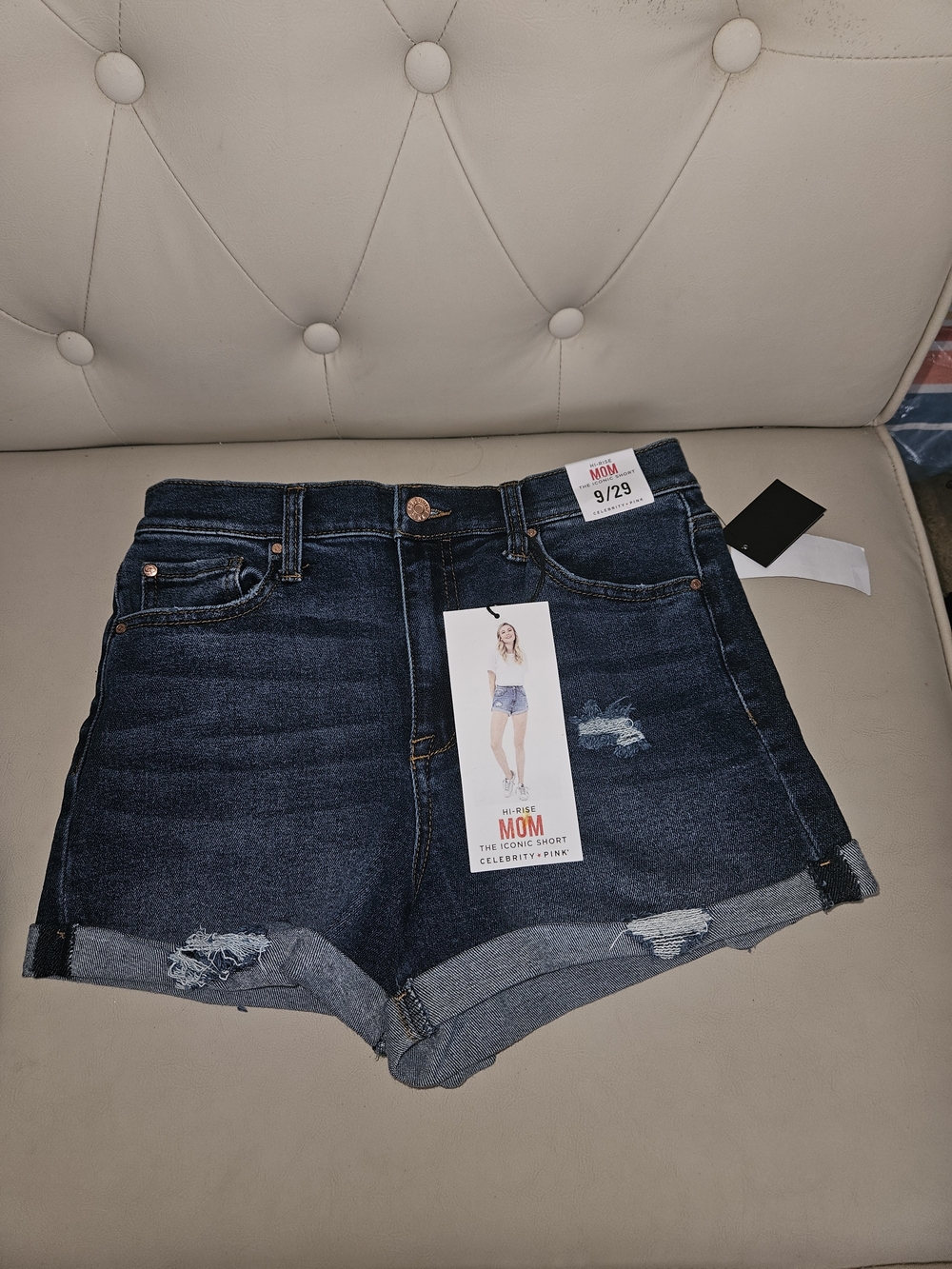 Celebrity Pink Dark Indigo High-Rise Mom Jean Shorts NWT Stretchy Size 9/29